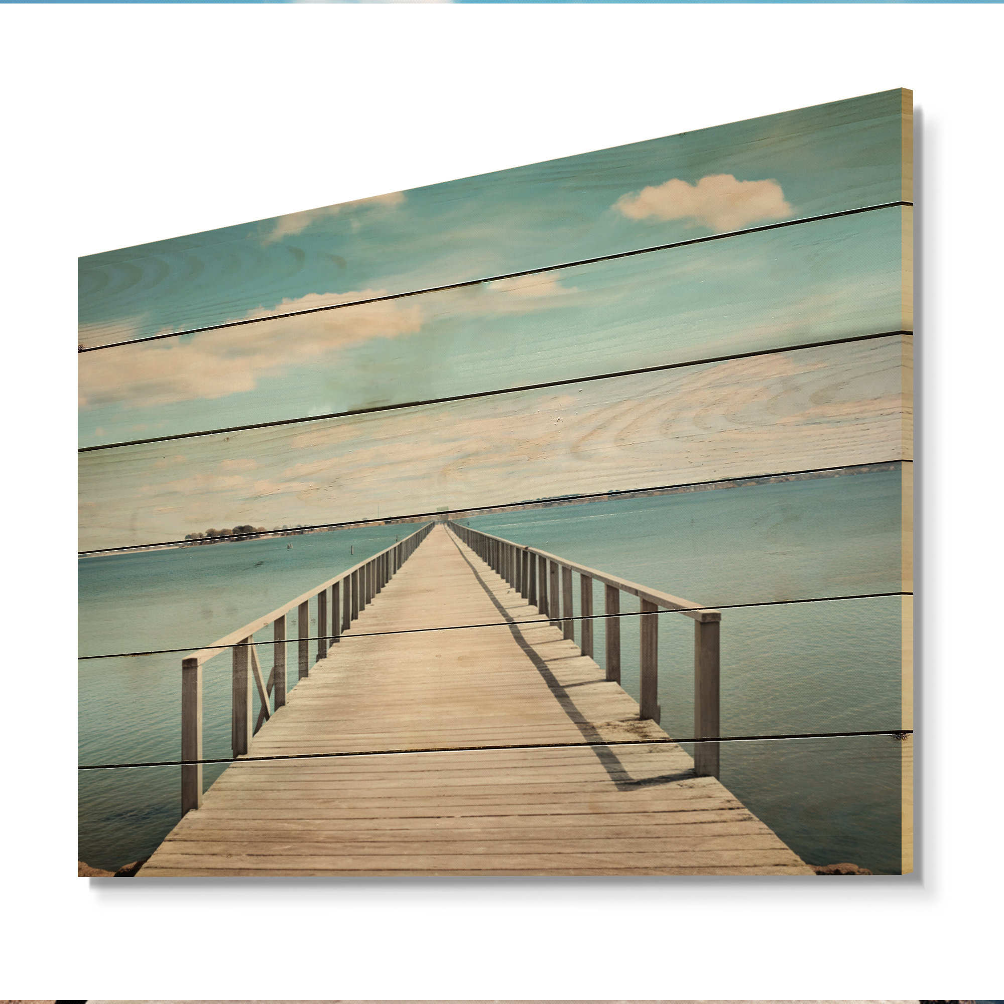 Dovecove Pier Lone Pier II On Wood Print | Wayfair